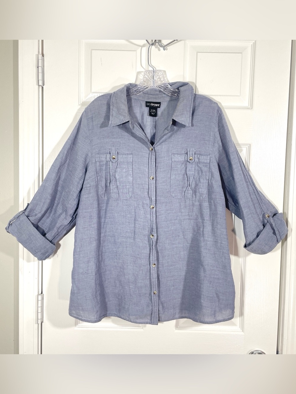 Lane Bryant Button-Up Shirt 100% Cotton  Lightweight Casual Top